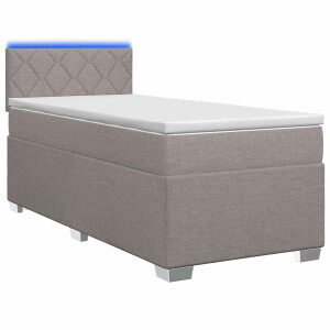 vidaXL Boxspring Bed met Matras en LED Taupe 100 x 200 cm Stof