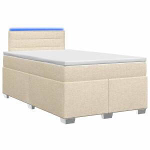 vidaXL Boxspring Bed met Matras en LED Crèmekleurig 120 x 190 cm Stof