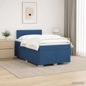 vidaXL Boxspring Bed met Matras en LED Blauw 120 x 200 cm Stof