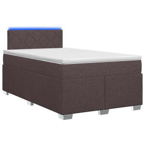vidaXL Boxspring Bed met Matras en LED Donkerbruin 120 x 190 cm Stof