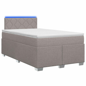 vidaXL Boxspring Bed met Matras en LED Taupe 120 x 190 cm Stof