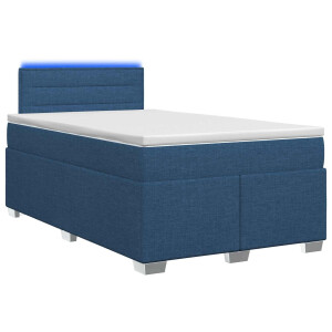 vidaXL Boxspring Bed met Matras en LED Blauw 120 x 200 cm Stof