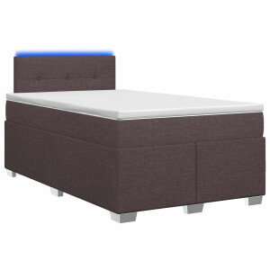 vidaXL Boxspring Bed met Matras en LED Donkerbruin 120 x 200 cm Stof