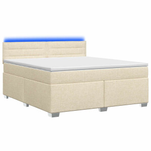 vidaXL Boxspring Bed met Matras en LED Crèmekleurig 140 x 190 cm Stof