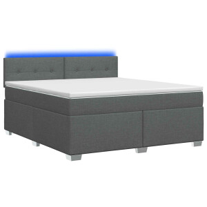 vidaXL Boxspring Bed met Matras en LED Donkergrijs 140 x 190 cm Stof