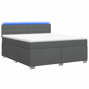 vidaXL Boxspring Bed met Matras en LED Donkergrijs 140 x 200 cm Stof