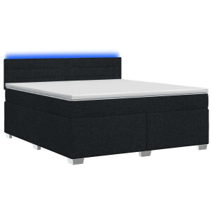 vidaXL Boxspring Bed met Matras en LED Zwart 140 x 200 cm Stof
