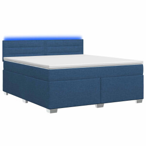vidaXL Boxspring Bed met Matras en LED Blauw 140 x 200 cm Stof