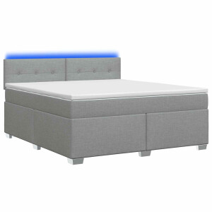 vidaXL Boxspring Bed met Matras en LED Lichtgrijs 140 x 200 cm Stof