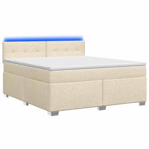 vidaXL Boxspring Bed met Matras en LED Crèmekleurig 140 x 200 cm Stof