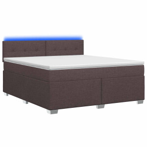 vidaXL Boxspring Bed met Matras en LED Donkerbruin 160 x 200 cm Stof