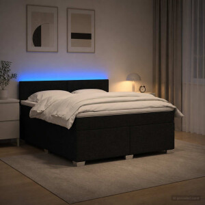 vidaXL Boxspring Bed met Matras en LED Zwart 140 x 190 cm Stof