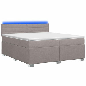 vidaXL Boxspring Bed met Matras en LED Taupe 200 x 200 cm Stof