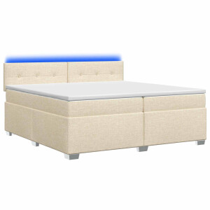 vidaXL Boxspring Bed met Matras en LED Crèmekleurig 200 x 200 cm Stof
