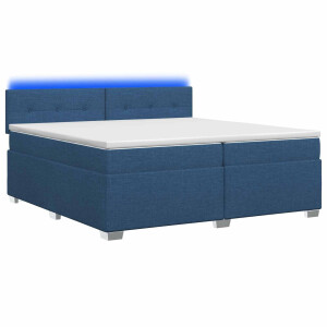vidaXL Boxspring Bed met Matras en LED Blauw 200 x 200 cm Stof