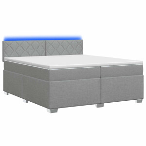 vidaXL Boxspring Bed met Matras en LED Lichtgrijs 200 x 200 cm Stof