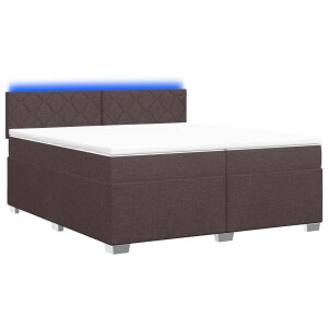 vidaXL Boxspring Bed met Matras en LED Donkerbruin 200 x 200 cm Stof