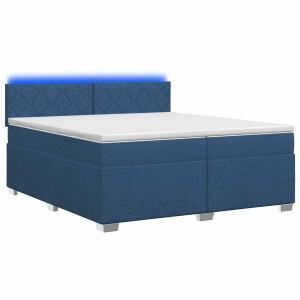 vidaXL Boxspring Bed met Matras en LED Blauw 200 x 200 cm Stof