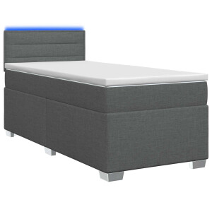 vidaXL Boxspring Bed met Matras en LED Donkergrijs Enkel Stof