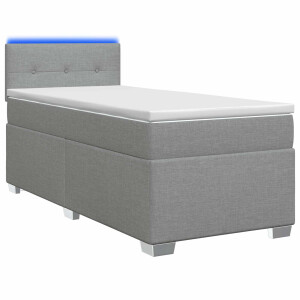 vidaXL Boxspring Bed met Matras en LED Lichtgrijs Enkel Stof