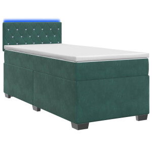 vidaXL Boxspring Bed met Matras en LED Donkergroen 80 x 200 cm fluweel
