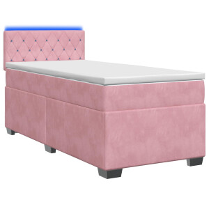 vidaXL Boxspring Bed met Matras en LED Roze 80 x 200 cm fluweel