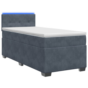 vidaXL Boxspring Bed met Matras en LED Donkergrijs 80 x 200 cm fluweel
