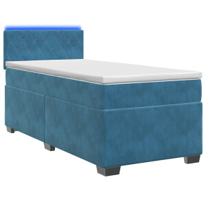 vidaXL Boxspring Bed met Matras en LED Blauw 90 x 190 cm fluweel