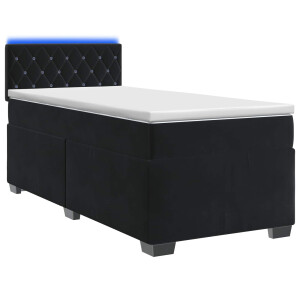 vidaXL Boxspring Bed met Matras en LED Zwart 100 x 200 cm fluweel