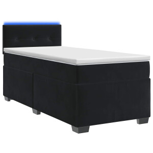 vidaXL Boxspring Bed met Matras en LED Zwart 100 x 200 cm fluweel