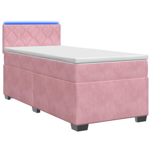 vidaXL Boxspring Bed met Matras en LED Roze 100 x 200 cm fluweel