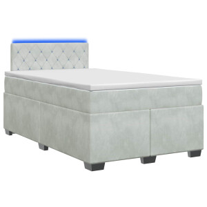 vidaXL Boxspring Bed met Matras en LED Lichtgrijs 120 x 190 cm fluweel