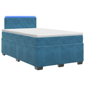 vidaXL Boxspring Bed met Matras en LED Blauw 120 x 190 cm fluweel