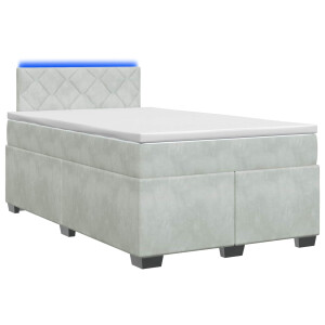 vidaXL Boxspring Bed met Matras en LED Lichtgrijs 120 x 190 cm fluweel