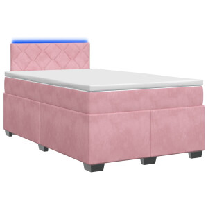 vidaXL Boxspring Bed met Matras en LED Roze 120 x 200 cm fluweel