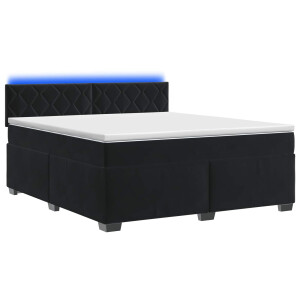 vidaXL Boxspring Bed met Matras en LED Zwart 140 x 190 cm fluweel