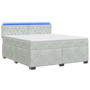 vidaXL Boxspring Bed met Matras en LED Lichtgrijs 140 x 200 cm fluweel