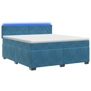 vidaXL Boxspring Bed met Matras en LED Blauw 140 x 200 cm fluweel