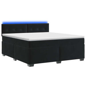 vidaXL Boxspring Bed met Matras en LED Zwart 140 x 200 cm fluweel