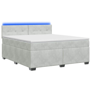 vidaXL Boxspring Bed met Matras en LED Lichtgrijs 160 x 200 cm fluweel