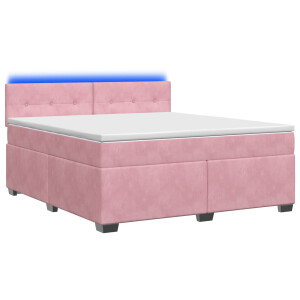 vidaXL Boxspring Bed met Matras en LED Roze 160 x 200 cm fluweel