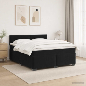 vidaXL Boxspring Bed met Matras en LED Zwart 160 x 200 cm fluweel