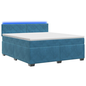 vidaXL Boxspring Bed met Matras en LED Blauw 180 x 200 cm fluweel