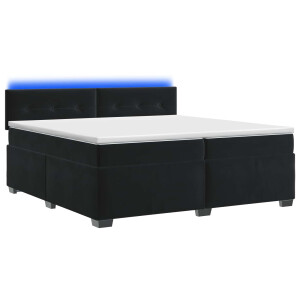 vidaXL Boxspring Bed met Matras en LED Zwart 200 x 200 cm fluweel