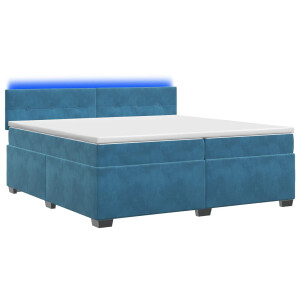 vidaXL Boxspring Bed met Matras en LED Blauw 200 x 200 cm fluweel