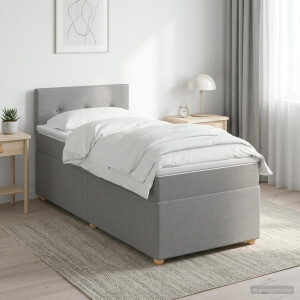 vidaXL Boxspringbed met matras Lichtgrijs 100 x 200 cm Stof