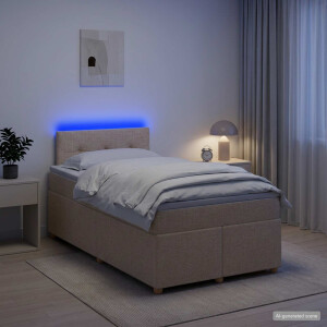 vidaXL Boxspringbed met matras Crèmekleurig 120 x 200 cm Stof