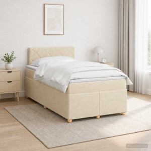 vidaXL Boxspringbed met matras Crèmekleurig 120 x 190 cm Stof