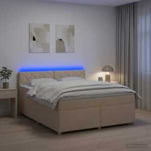 vidaXL Boxspringbed met matras Crèmekleurig 180 x 200 cm Stof