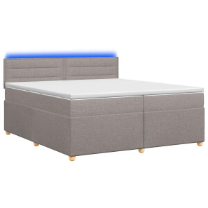 vidaXL Boxspringbed met matras met hoofdeinde Taupe 200 x 200 cm Stof